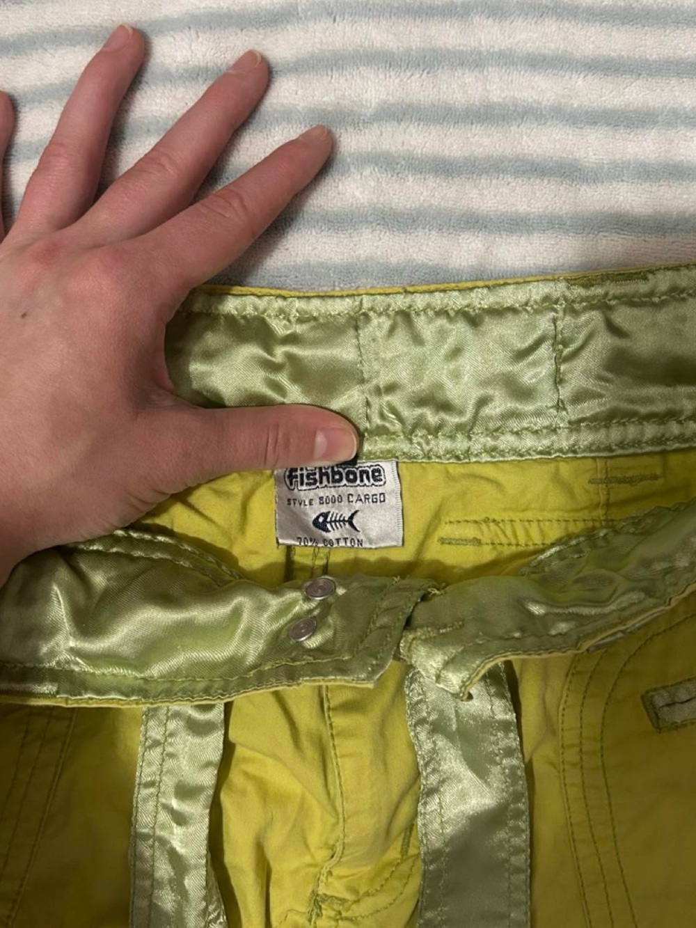 Women's Lime Green Cargo with Satin Trim - Picture 3 of 3